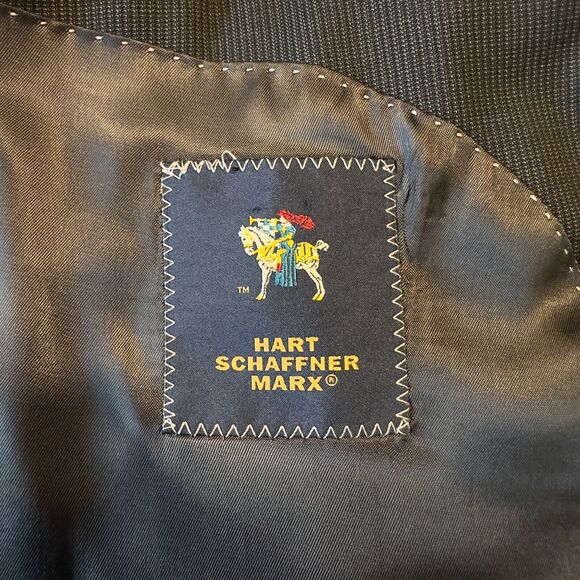 HART SHAFFNER MARX Mens Blazer 48R WOOL Sport Coat Two Button Suit Jacket Black - Picture 15 of 16